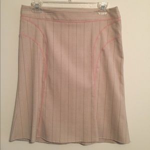 Pencil skirt - tan with stripes & contrast stitch